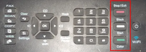 Brother printer control panel