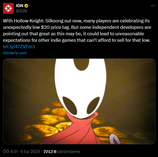 With Hollow Knight: Silksong out now, many players are celebrating its unexpectedly low $20 price tag. But some independent developers are pointing out that great as this may be, it could lead to unreasonable expectations for other indie games that can't afford to sell for that low.